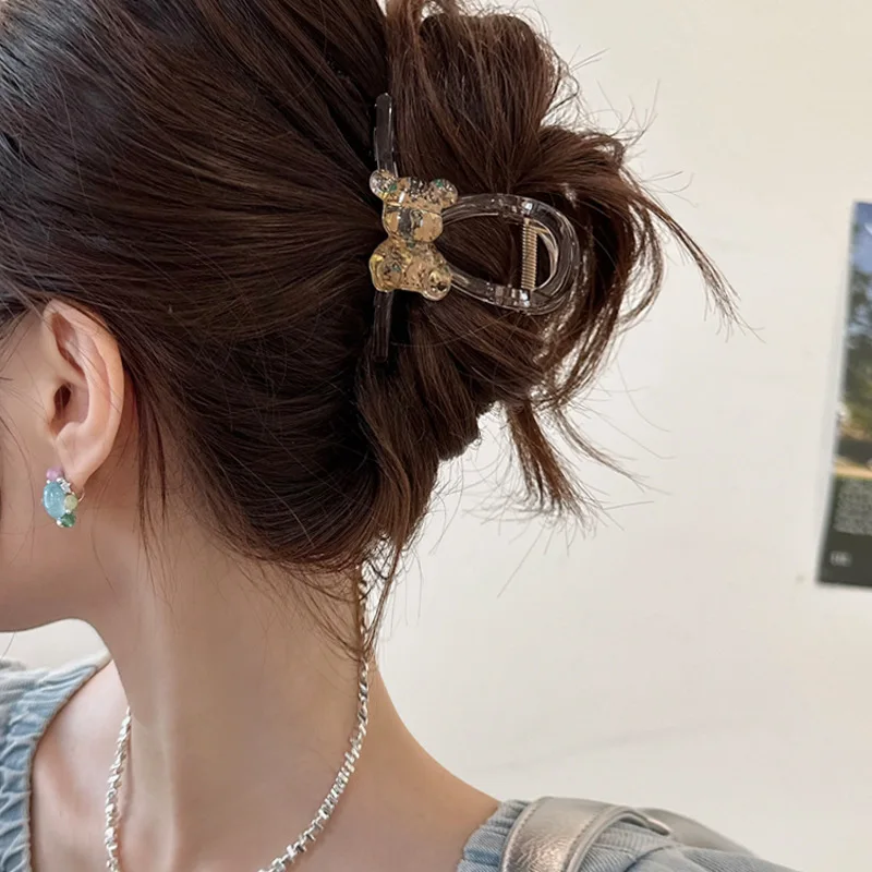 

Изысканный зажим для волос в виде медведя корейский женский конский хвост Акула Инструменты для укладки волос роскошные женские аксессуары для волос подарки