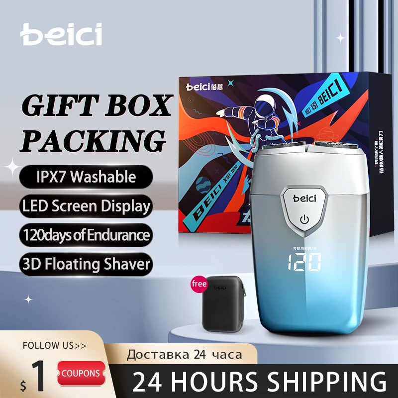 Beici Electric Shaver For Men 3D Powerful Electric Beard Trimmer USB Rechargeable Waterproof Portable Hair Cutter Razor Clipper