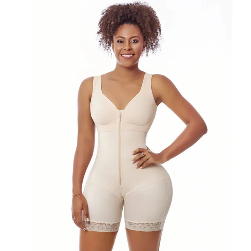 Women Zipper Butt Lifter Fajas Shapewear High Waist Bodysuit With Seamless Bodyshaper