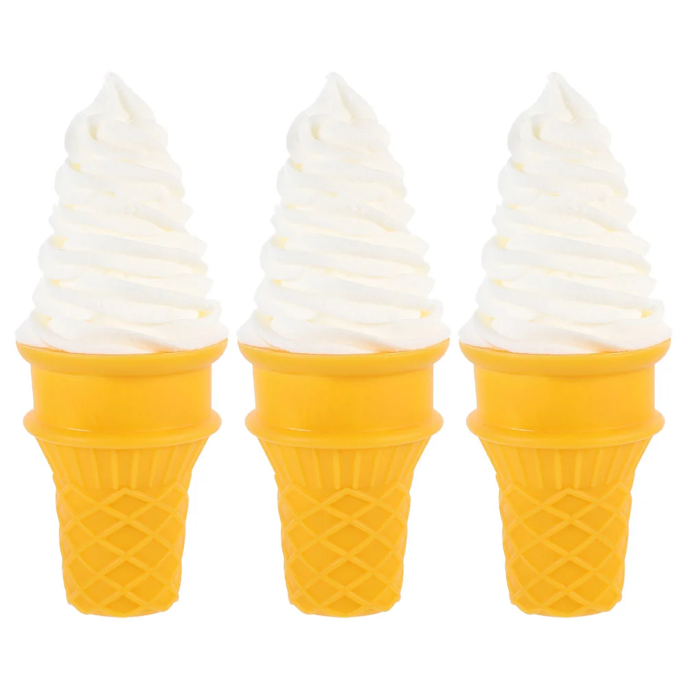

3 Pcs Simulation Ice Cream Photoing Decor Cake Decorating Fake Toy Simulated Model Desktop Toys Modeling Figurine Cone Food
