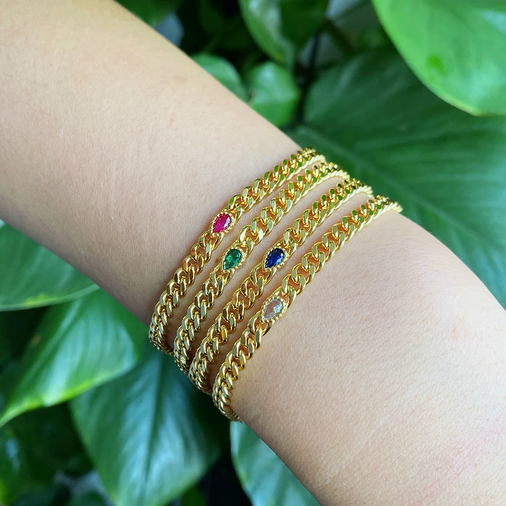 

Женский браслет в стиле бохо, золотистый медный браслет с застежкой-карабином и Цирконом в форме капли воды, 2022