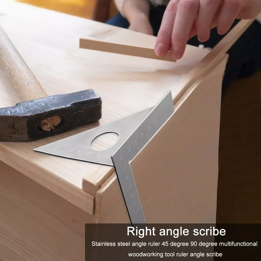 

Steel Angle Ruler Protractor Multifunction Woodworking 45 90 Degree Measuring Marking Gauge Angle Protractor Rulers