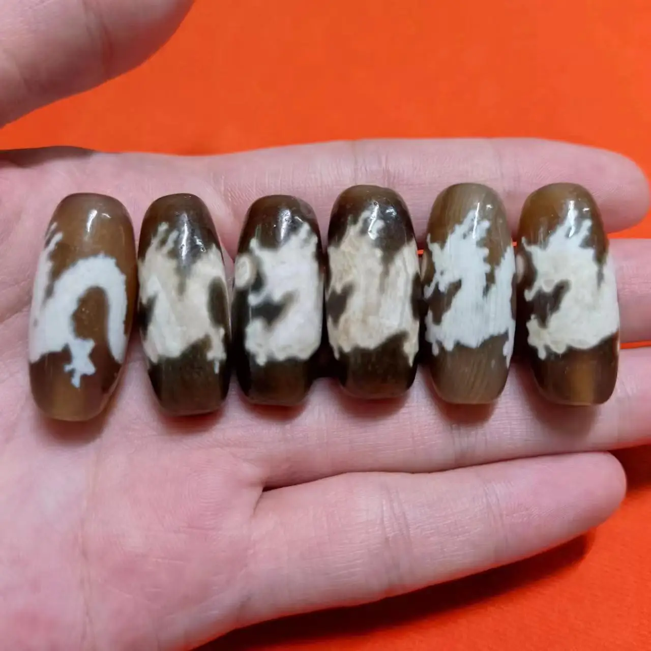 

6pcs/lot natural old agate dzi wholesale retro ethnic style dragon totem special collect accessories jewelry amulet folk-custom