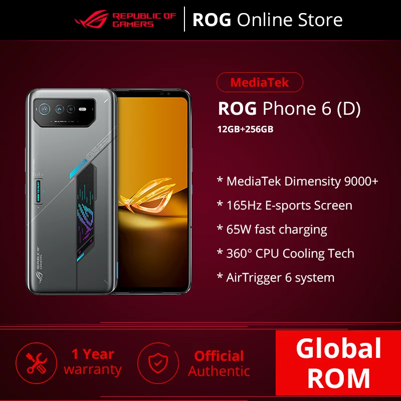 

ASUS ROG Phone 6 / 6D Ultimate Gaming Phone MediaTek Dimensity 9000+ 165Hz E-Sports Screen 6000mAh Battery ROG 6 Mobile Phone
