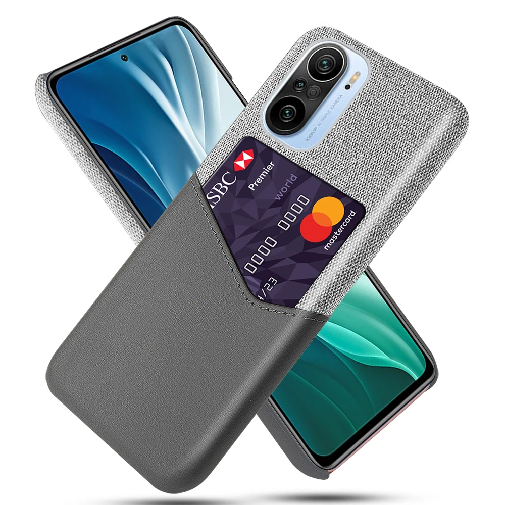 

For Xiaomi Poco F3 Case Cloth Fabric Case with ID Holder Slot Cover For Poco F3 Case 2021 Pocof3 f 3 Coque Funda PocoF3