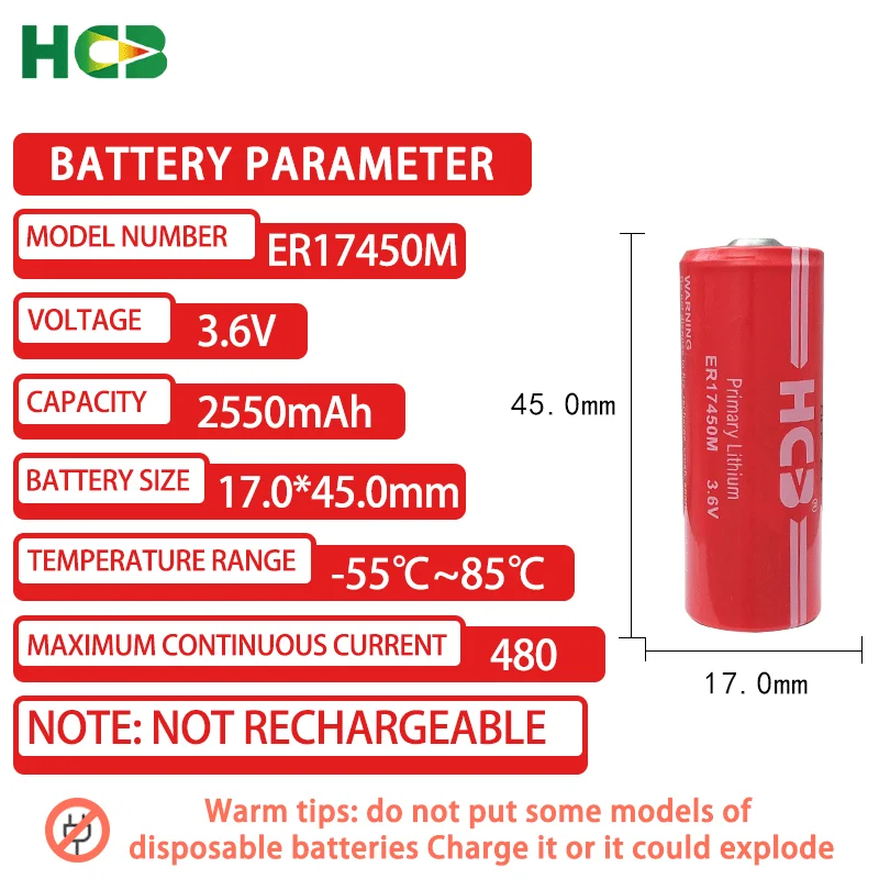 Одноразовый счетчик воды HCB ER17450M с SM разъемом 3 6 В