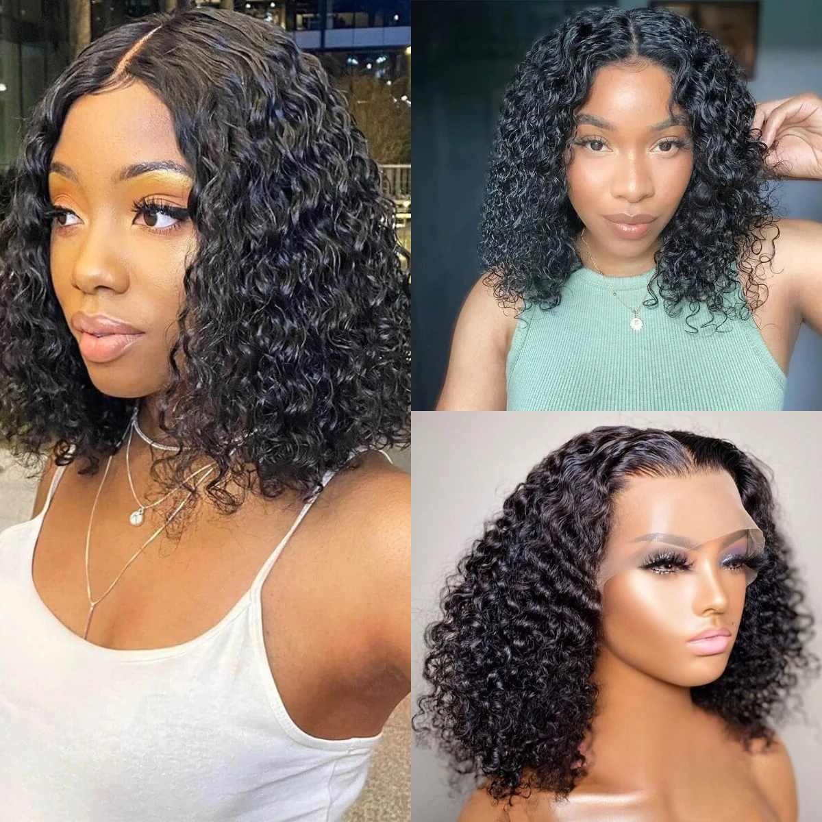 13x4 5x5 Water Wave Glueless Bob Lace Wig Wear And Go For Women Curly Human Hair Ready To Парики из человеческих волос