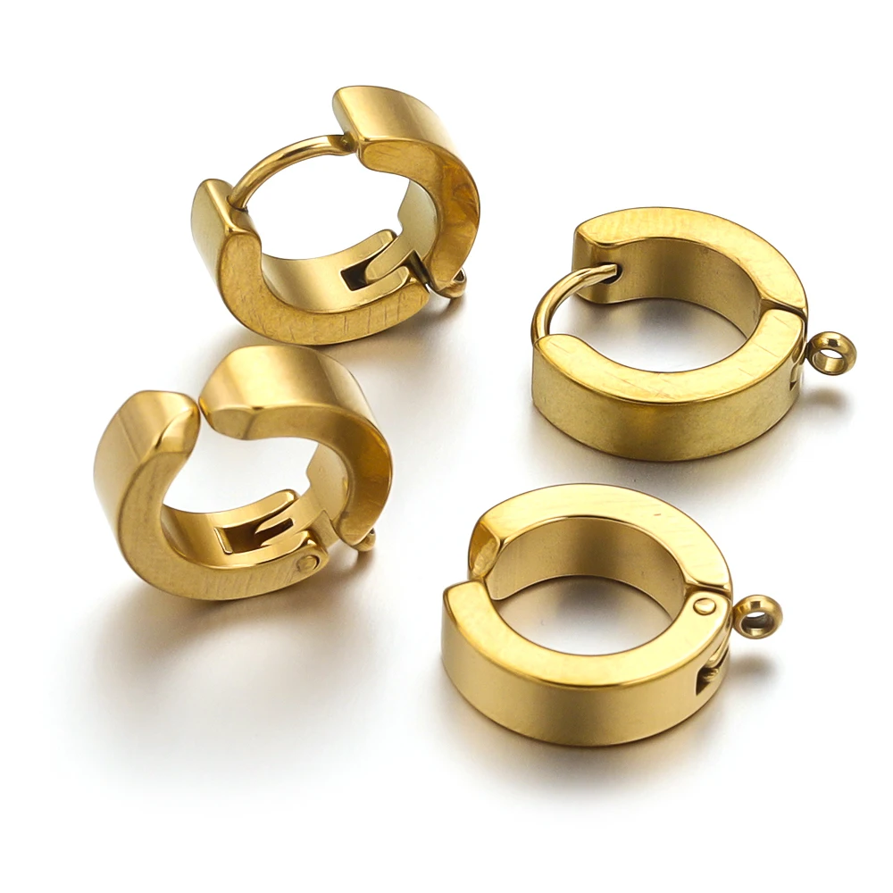 

10pcs Stainless Steel Gold Plated Round Hook Earrings with Open Jump Rings for DIY Jewelry Making Supplies Bulk Items Wholesale