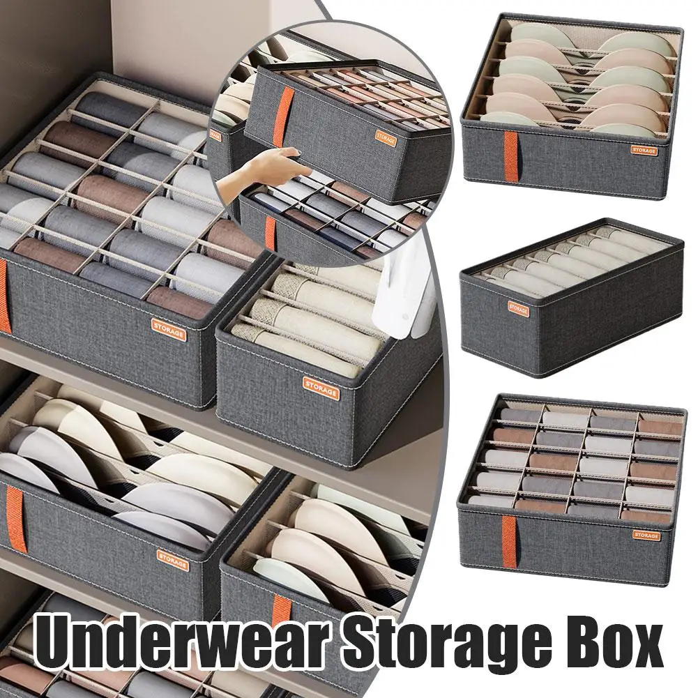 

New Dark Grey Underwear Storage Box Tidy Socks Bra Classification Ties Multifunctional Wardrobe Divider Household Draw Y2M5