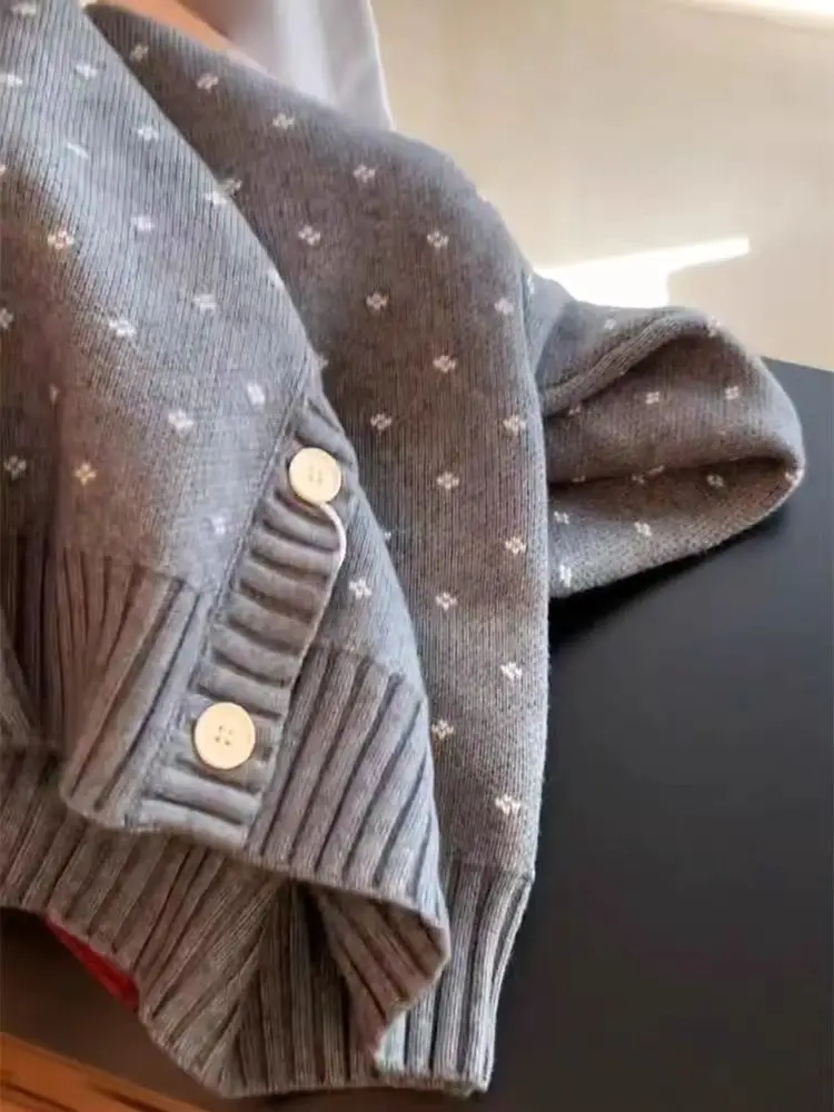 Женский кардиган вязаный свитер с длинным рукавом в стиле преппи повседневное