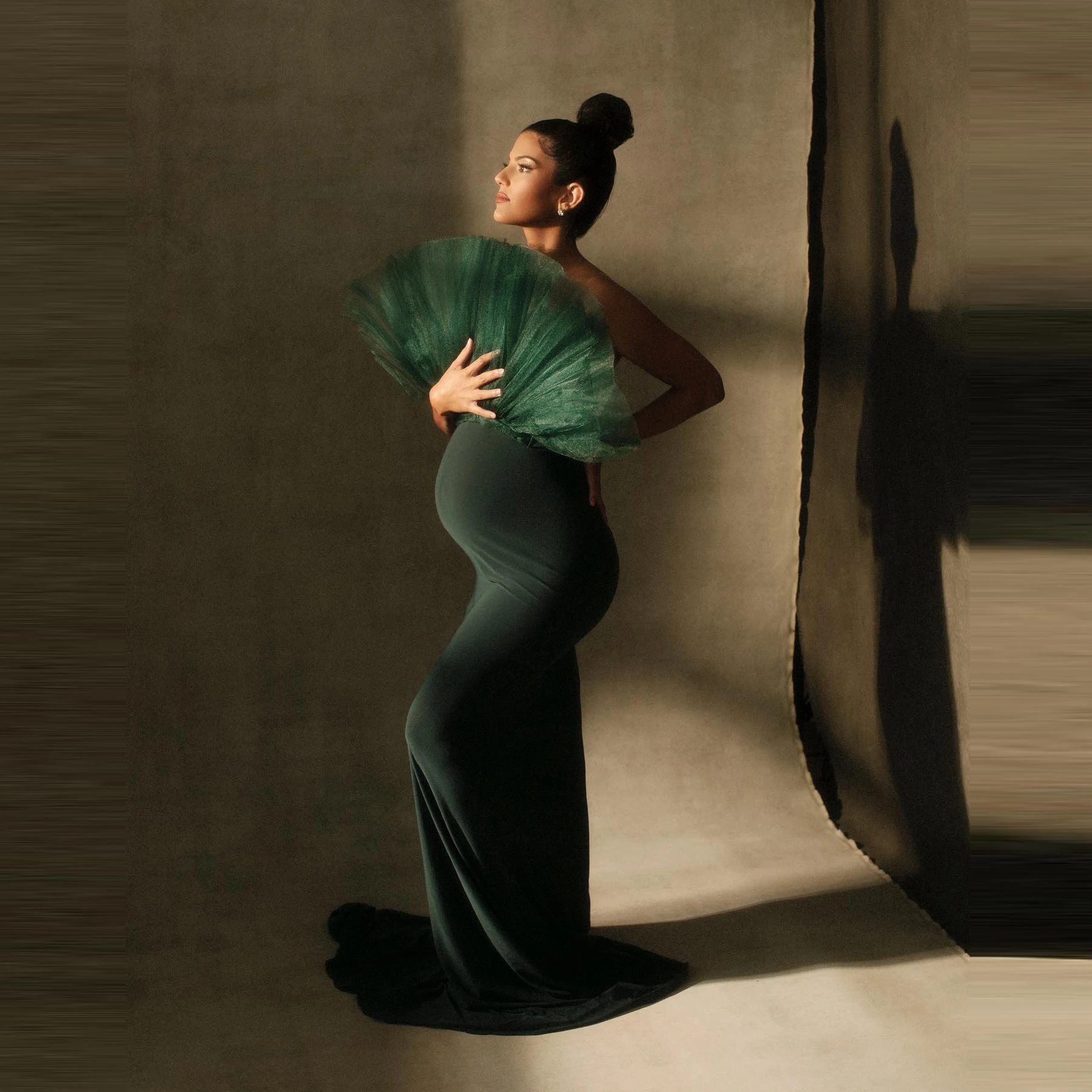 

New In Stretchy Mermaid Maternity Dresses Photo Shoot Props Tulle Ruffles Spandex Long Bridal Party Gowns Baby Showers Dresses