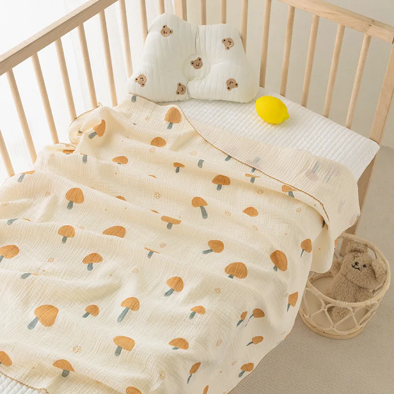 

Organic Baby Blankets Muslin Swaddle For Newborn Fringe Double Layer Cotton Summer Blanket Bed Comforter Infant Baby Stuff