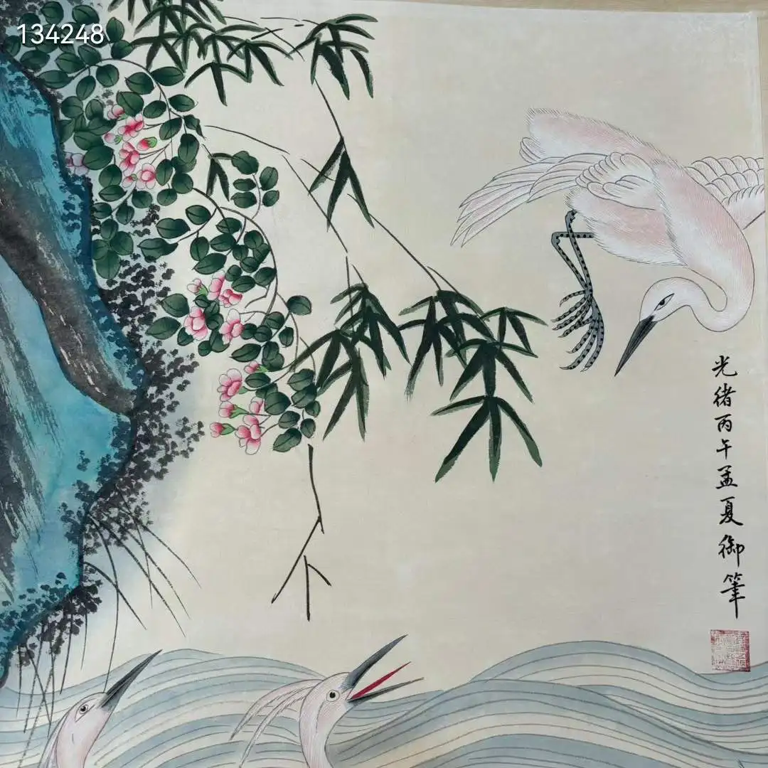 Ручная роспись цветов и птиц живопись прокрутки копия от Empress Dowager Ci Xi 80x200 см