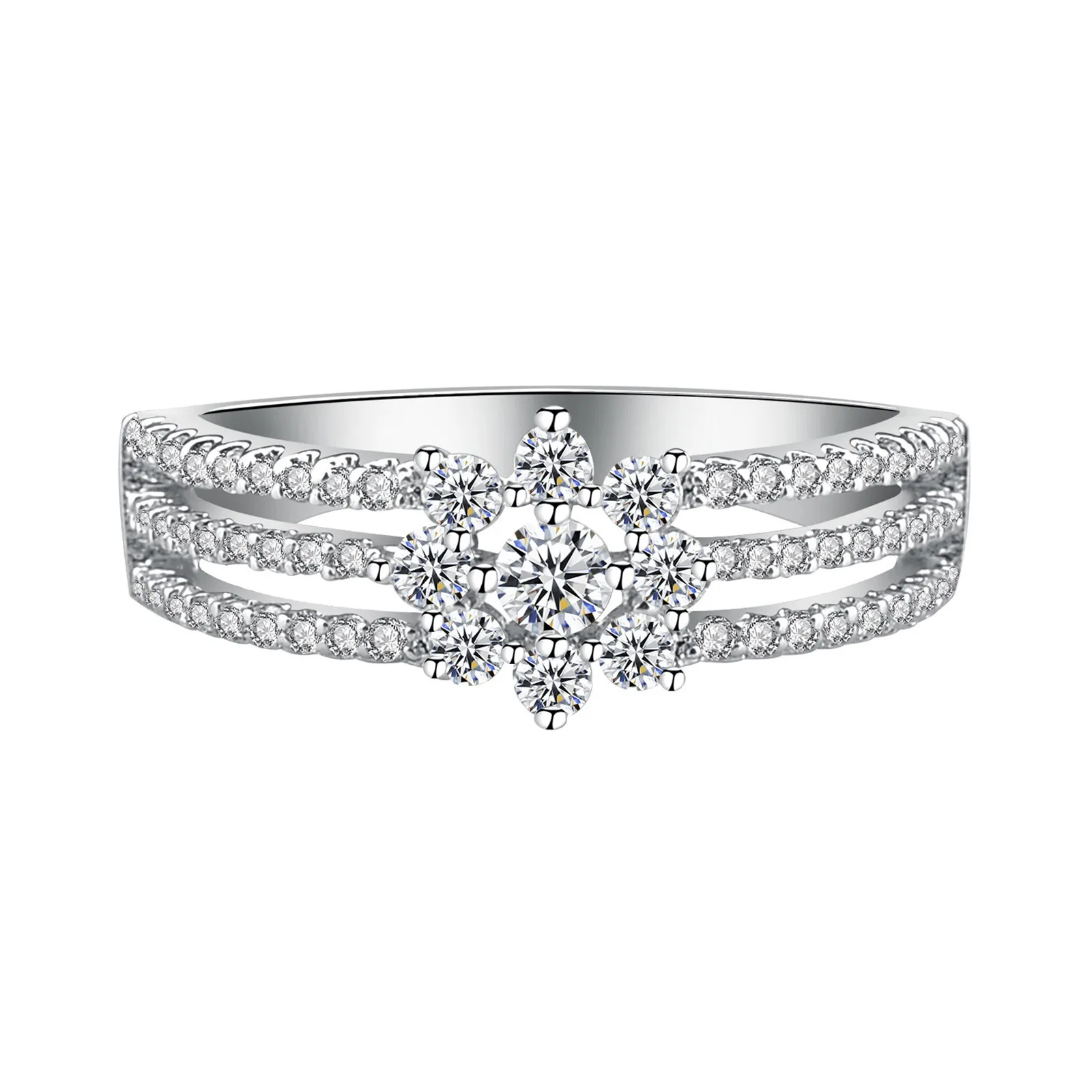 

BONISKISS 2022 New Arrival Elegant Flower Rings Engagement Wedding Ring Eternity Band for Women Anniversary Gift