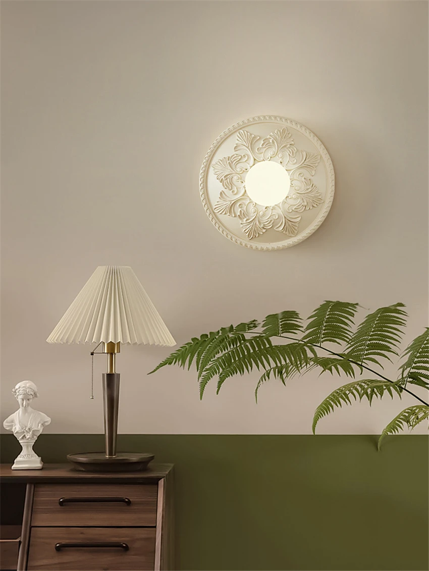 

Nordic White Round Simple Wall Lamps Modern Living Room Luxury Hallway Dining Room Bedside Study Bathroom Art Deco Wall Lights