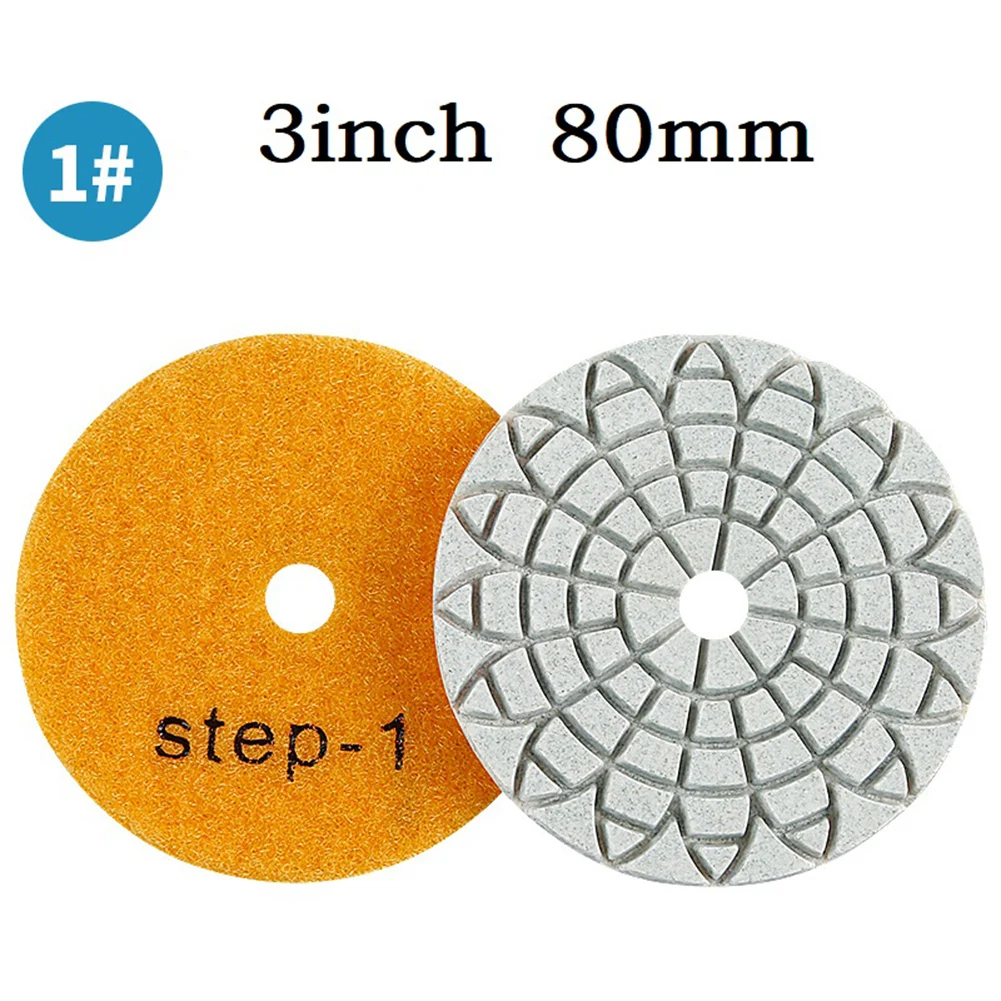 

3 Inch 80mm Dry/Wet Polishing Pad Diamond 3 Steps Polishing Pads For Granite Marble Stone Concrete Sanding Disc Grinding Tool