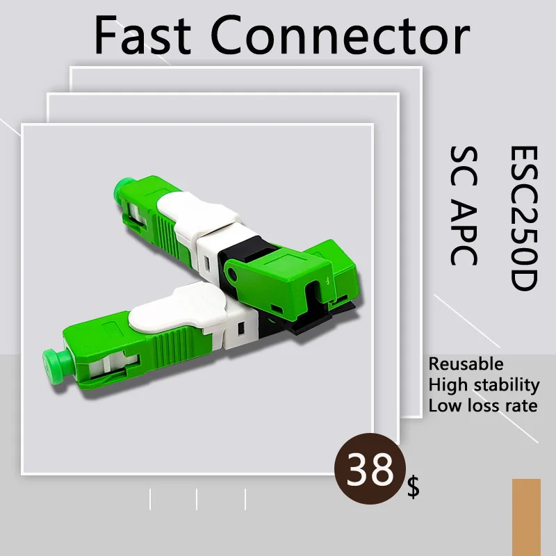 

Free Shipping FTTH ESC250D Fast Conector SC APC Single-Mode Fiber Optic Quick Connector FTTH SM Optic For Telecom
