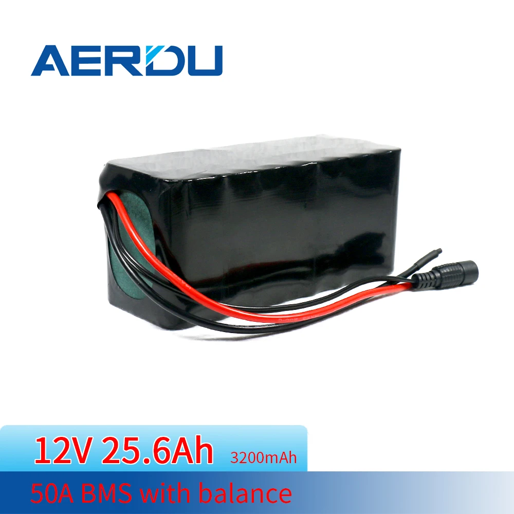 

AERDU 11.1V 12V 25.6Ah 3S8P 18650 Lithium Battery with 50A BMS Balance FOR Electric Pump Uninterrupted Power Supply 420W 3200mAh