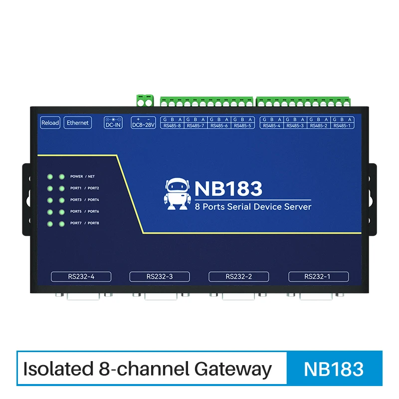 

Modbus Gateway 8 Ports Serial Server RS485 232 To Ethernet RJ45 RTU To TCP UDP Build-in Watchdog MQTT HTTP IOT Module NB183