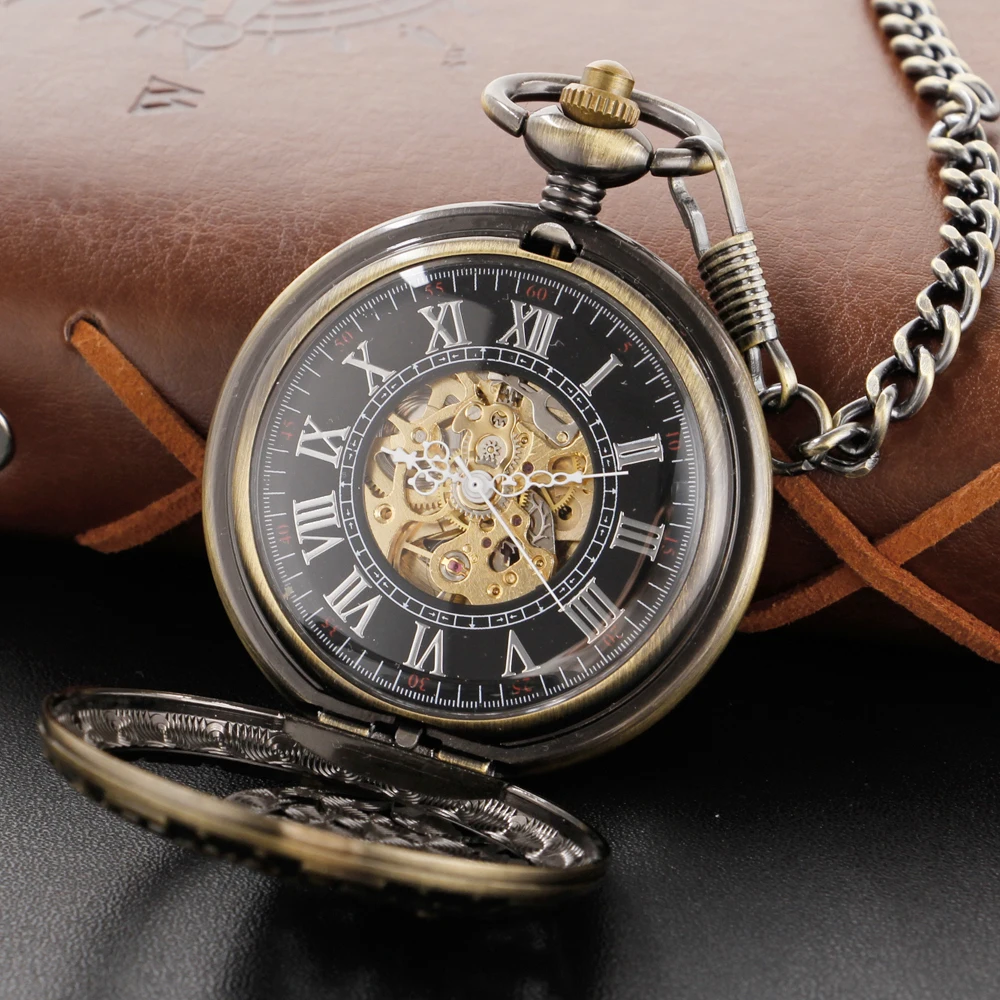 Phoenix Flower Bird Mechanical Pocket Watch High Quality Unisex Necklace Pendant Jewelry Gift for Men and Women Religio