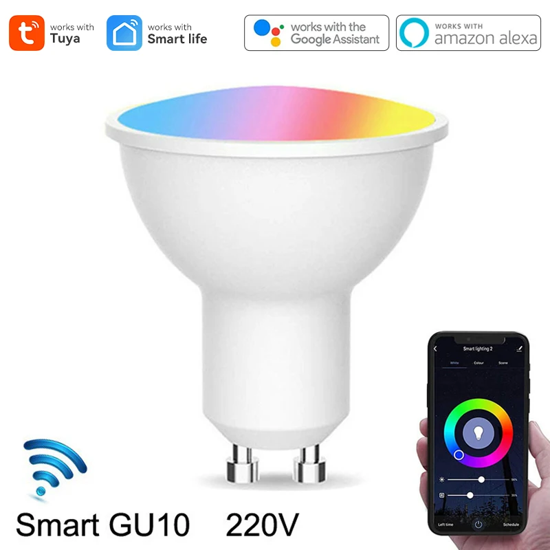

GU10 Spotlight WiFi Smart Light Bulb 5w RGB+CW 2700-6500K Smart Bulb App Remote Control RGB Light Lamp For Alexa Google Home