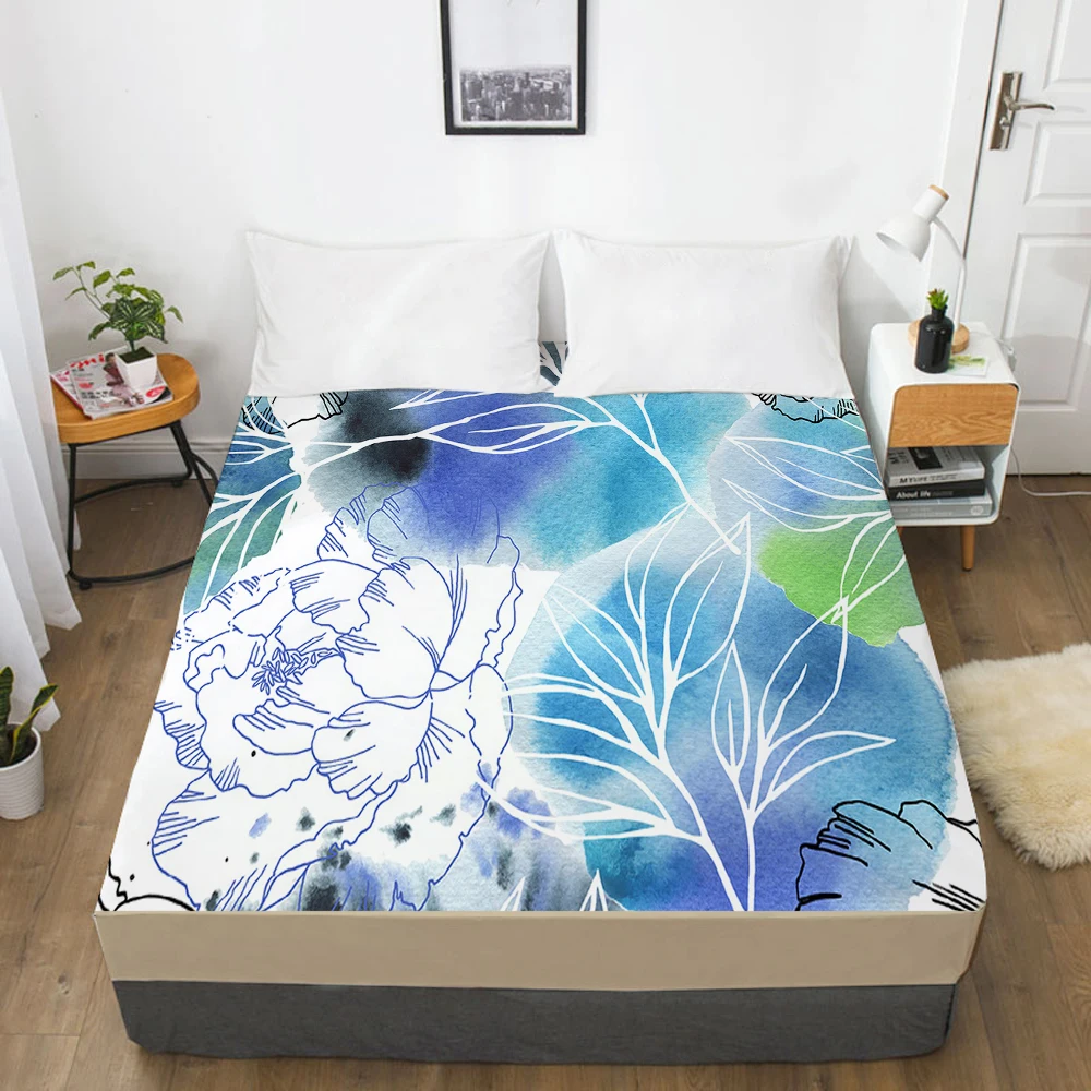 

1pc Elastic fitted sheet bed sheet With An Elastic Band Mattress Cover 160x200 180x200 Customizable size Bed cover flower