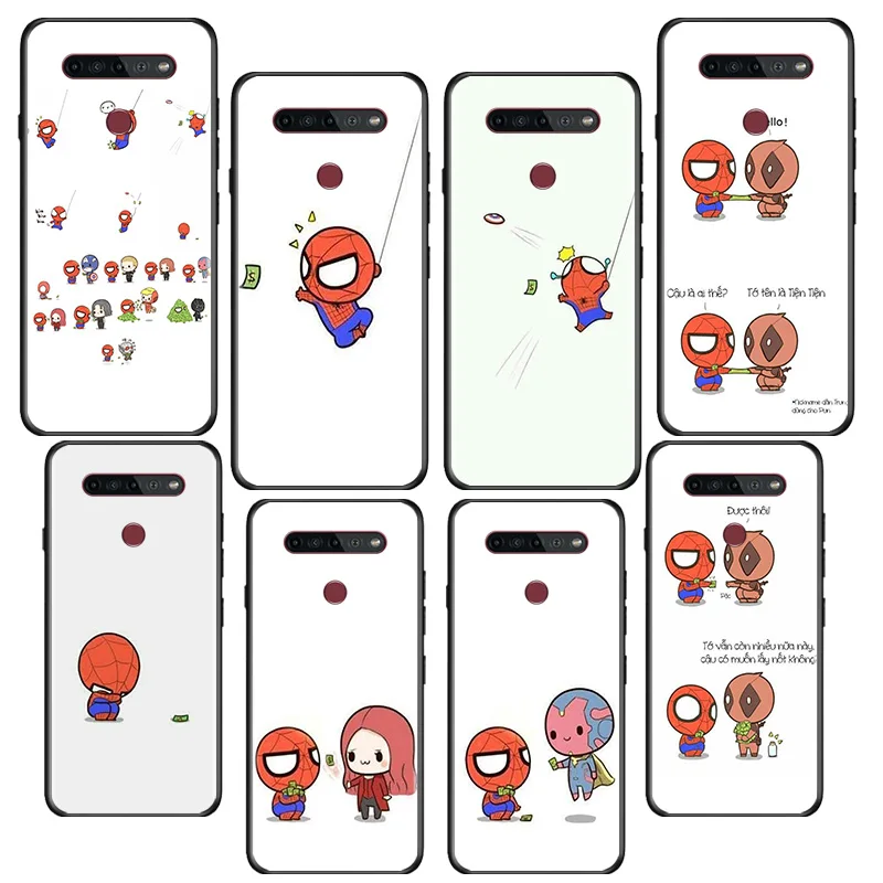 

Cute spiderman marvel For LG Q60 V30 V40 V50 V50S V60 G8 G8X G8S ThinQ 5G K22 K40S K41S K50S K51S K61 K71 K92 Black Phone Case