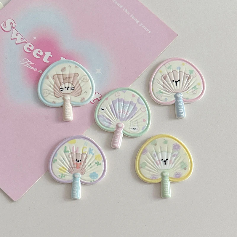 Заколка для волос в форме веера с милым медведем девочек кавайная боковая