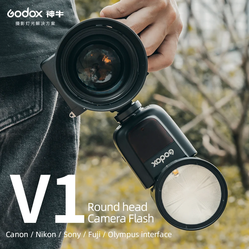 Вспышка Godox V1 V1C V1N V1S V1F V1O TTL 1/8000s HSS Speedlite с фотовспышкой триггером для Canon Nikon Fuji Olympus