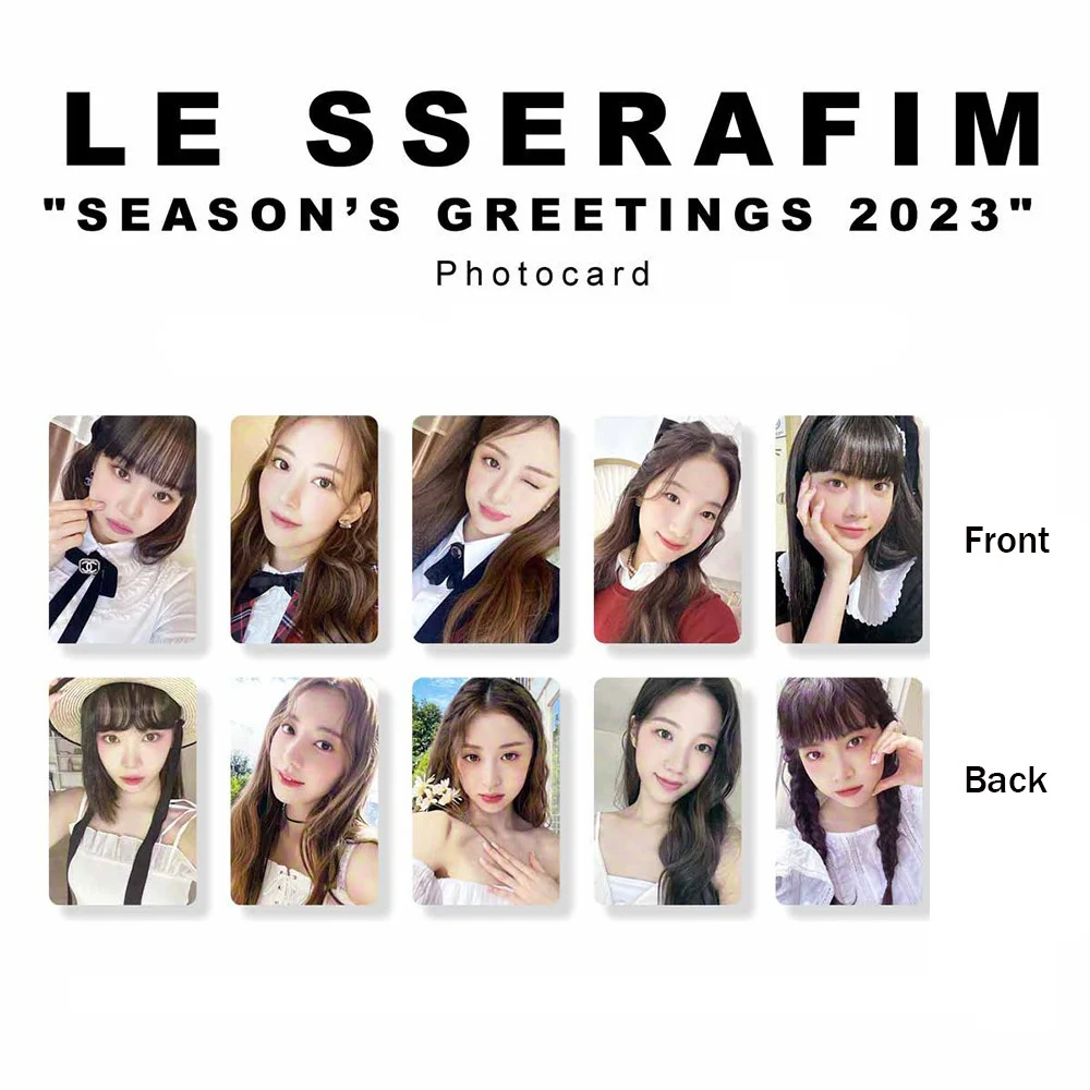 

KPOP 5Pcs LE SSERAFIM 2023 SEASON’S GREETINGS PhotoCard Double-sided Postcard LOMO Card SAKURA KAZUHA YUNJIN Fans Collection