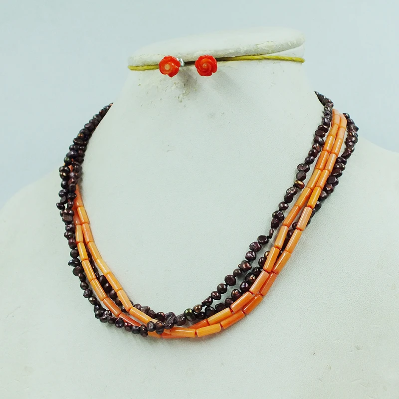 Абсолютно красиво. Ожерелье и серьги из натурального коралла/3 мм в стиле барокко