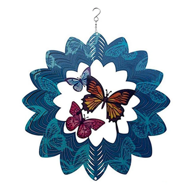 

3d-динамическая вращающаяся ветряная колонка из нержавеющей стали цветной металлический листовой ветровой поворотный 12-дюймовый ветровой ...