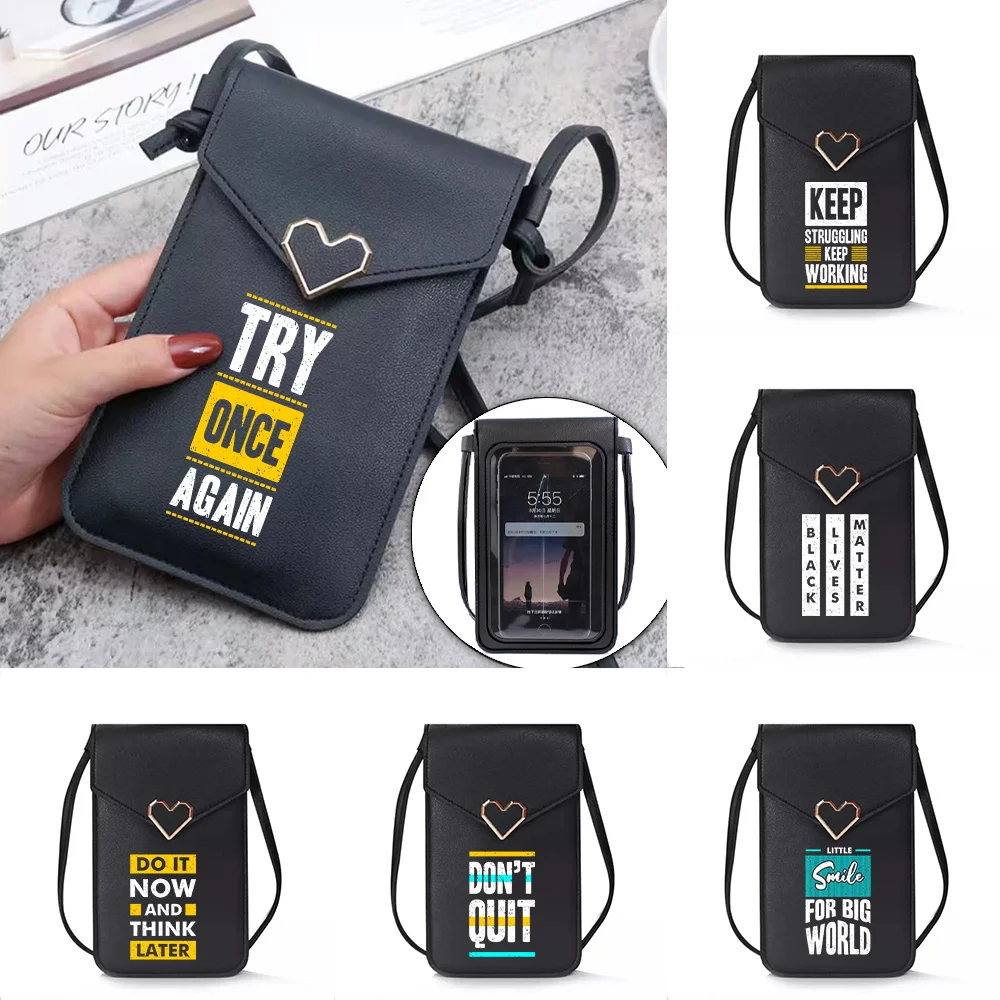 

Women Mobile Phone Bag Neck Coin Purse Vertical Shoulder Handbag Key Card Bags Mini Leisure Diagonal Cross Phrase Series Pouch
