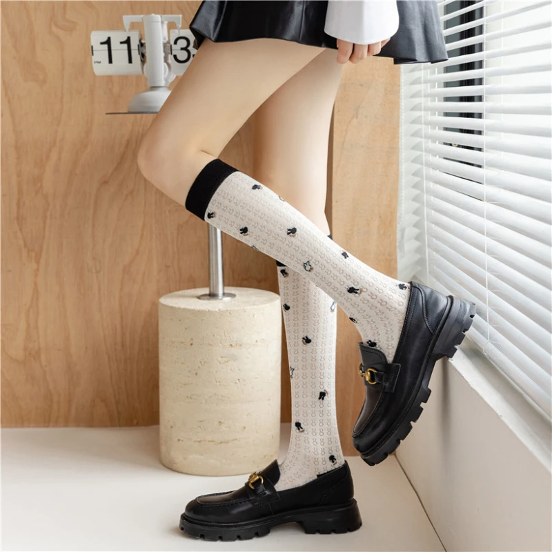 

Kawaii JK Calf Socks - Hollow Jacquard Mid Tube Sweet Knee High Socks