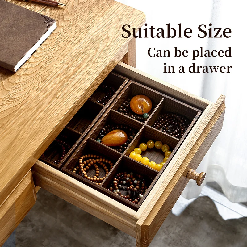 Casegrace Wooden Buddhist Jewelry Organizer Box with Lid Buddha Pendant Necklace Bracelet Storage Tray Case Men Jewelry Gift Box