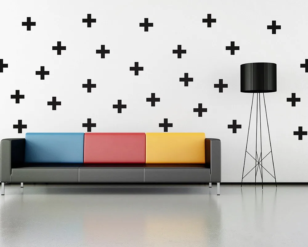 

Promotion 48pcs Cross Pattern Wall Decals Plus Shape Vinyl Art- Removable Sticker - Nursery Bedroom Decor 7cmX7cm