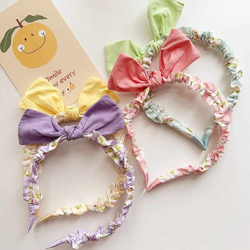 

Print Flower Bow Headbands For Girls Hairbands Korea Hair Accessories Wide Hairband For Girls Floral Headband