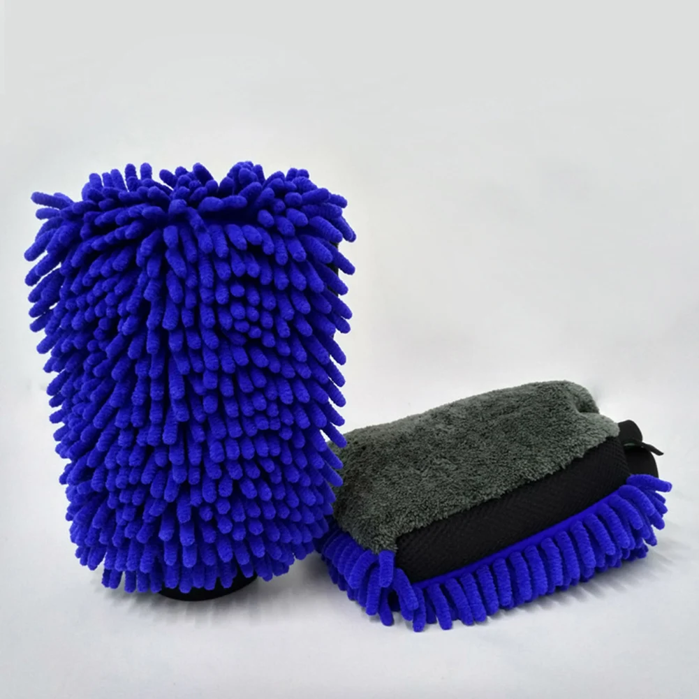 

2 Pcs Microfiber Car Wash Gloves Cleaning Tool Multi-Function Car Wash Mitt Yellow /blue/Orange For Car/ Glass/ Floors/ Kitchen
