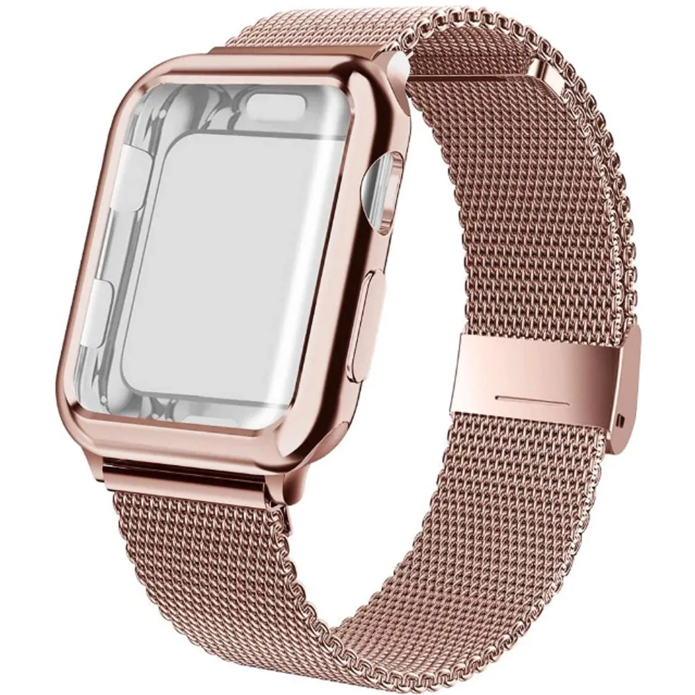 Milanese strap+case for Apple watch band 45mm 49mm42mm 41mm44mm40mm MetalMagnetic bracelet correa for iwatch series 8 7 6 SE 5 3