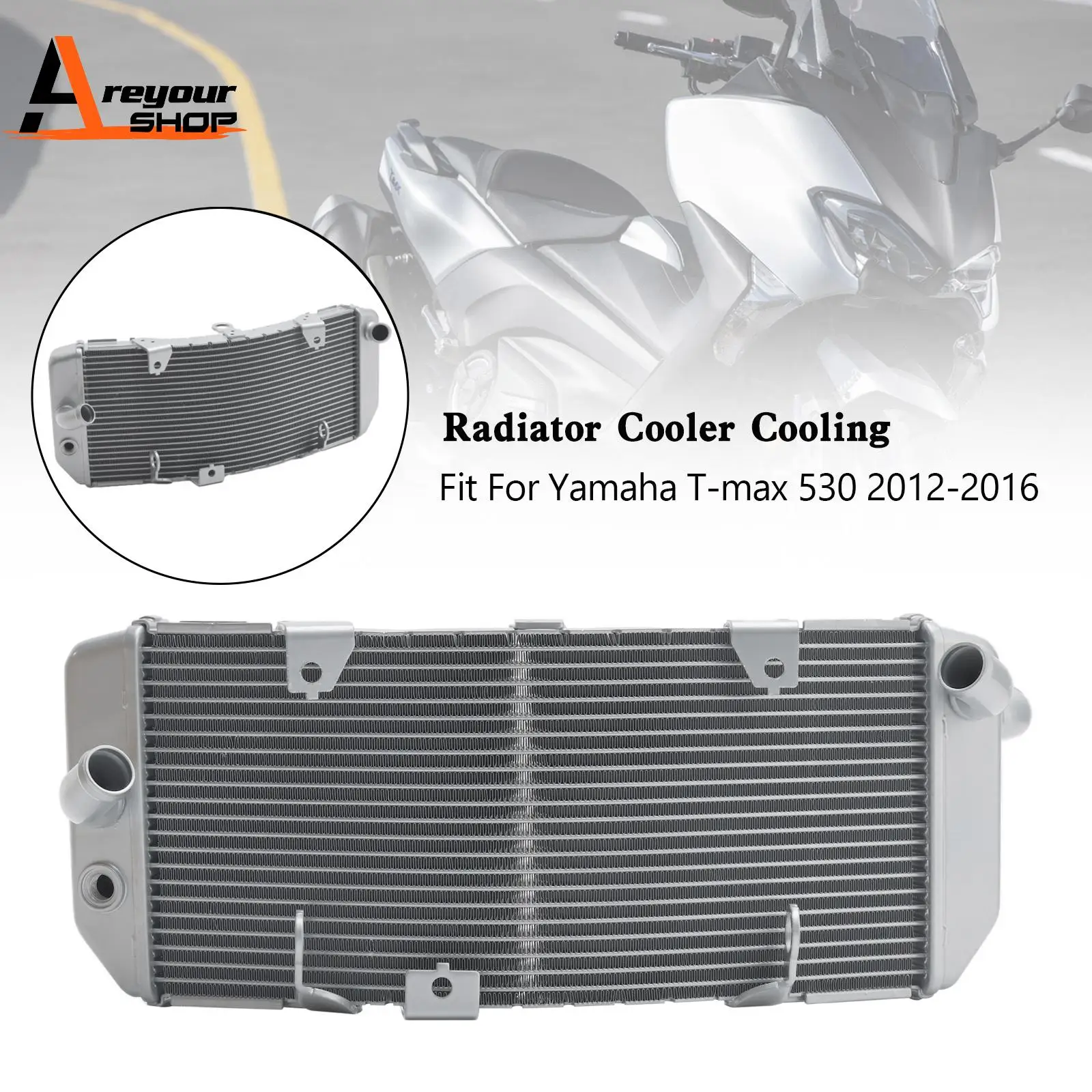 Фото Алюминиевый радиатор охлаждения для Yamaha TMAX 530 T-max 530 2012 2013 2014 2015 2016, серебристый №1
