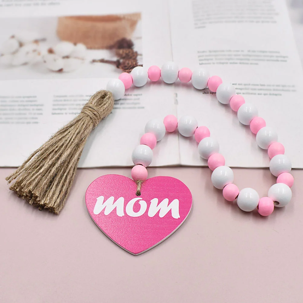

Home Decor Mother's Day Beading Beads Garland Hanging Ornament 58CM Wooden Rope Beaded Pendant