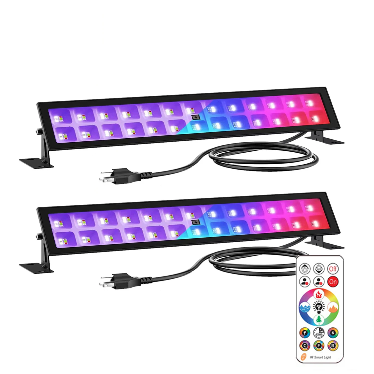 

2pcs Outdoor LED Wall Washers Light Smart RF Remote Control RGB UV Flood Light for Home Party Christmas Garden Decor