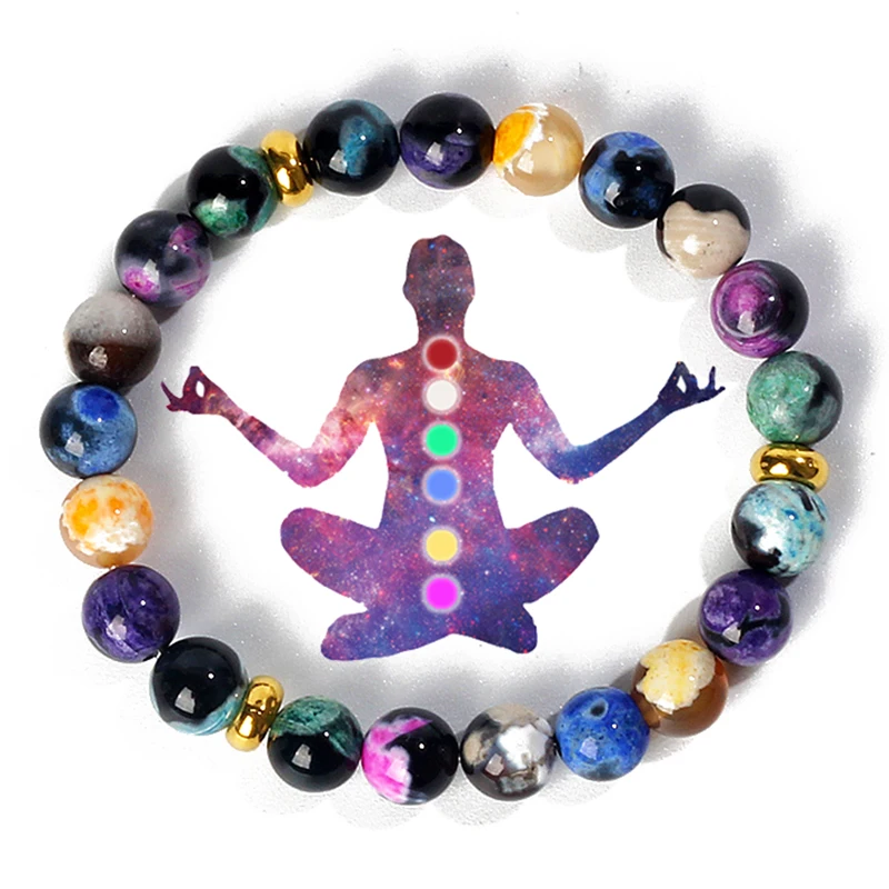 

7 Chakras Reiki Agate Healing Bracelet Yoga Balance Energy Lava Beaded Bracelets Volcanic Stone Beads DIY Handmade Jewelry Gift