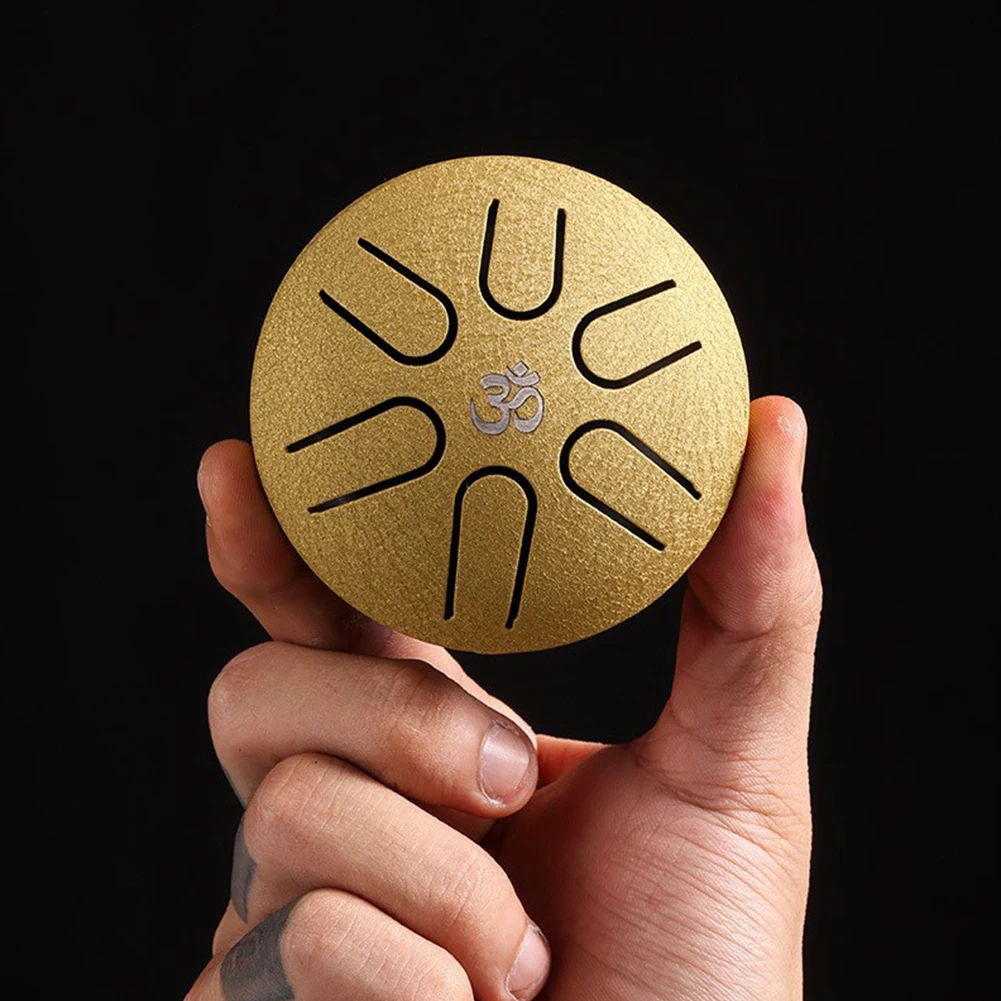 

3in 6 Tone Steel Tongue Drum With Drumstick Handpan Tank Drum Percussion Musical For Yoga Practice Zazen Music Therapists