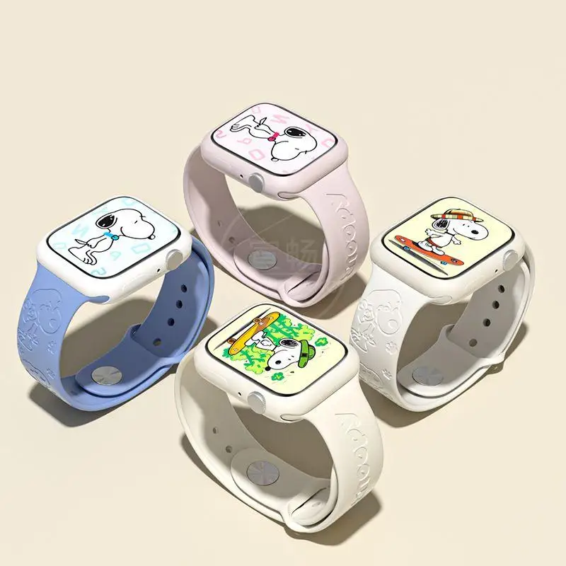 

Kawaii Snoopy Iwatch Strap Creative 3D Carved Apple Watch Strap Fashion Printing Suitable for The Full Range of Apple Iwatch