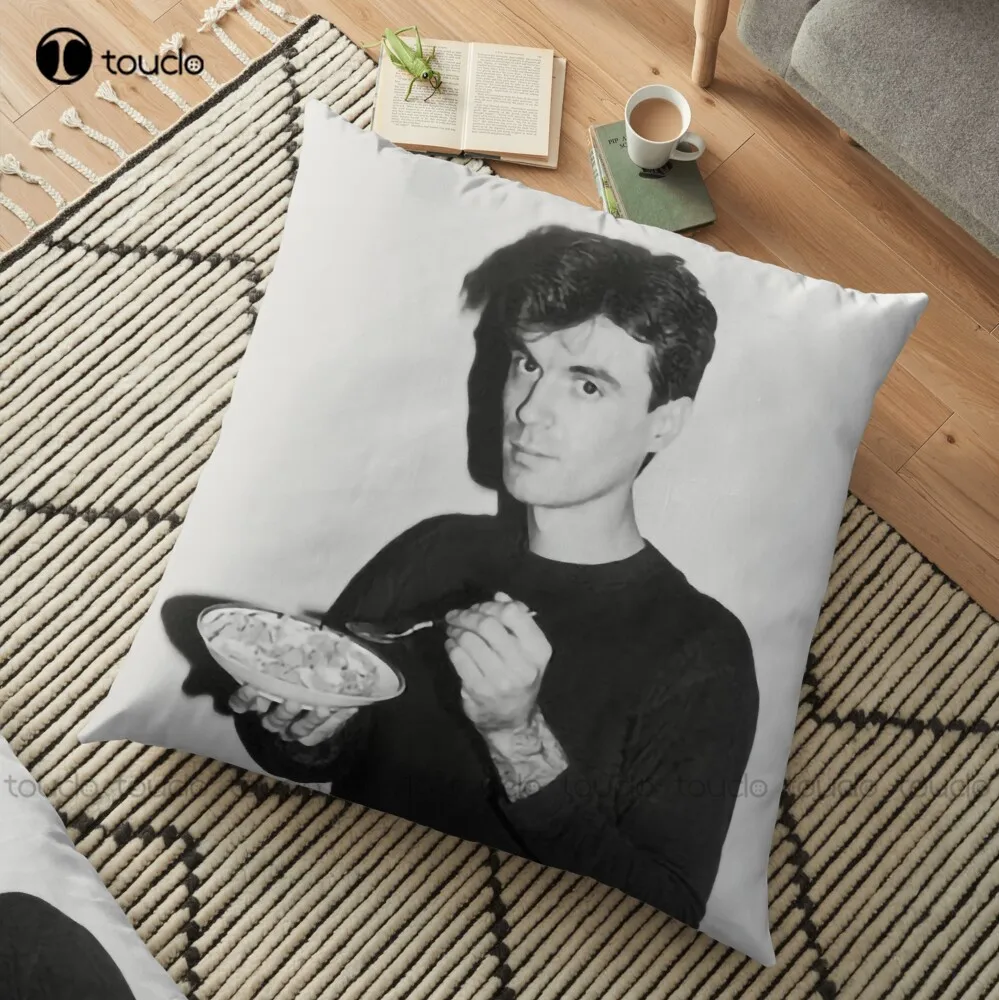

David Byrne Eating Cereal Throw Pillow Reading Pillows For Sitting In Bed Adult Polyester Linen Printed Zip Decor Pillow Case