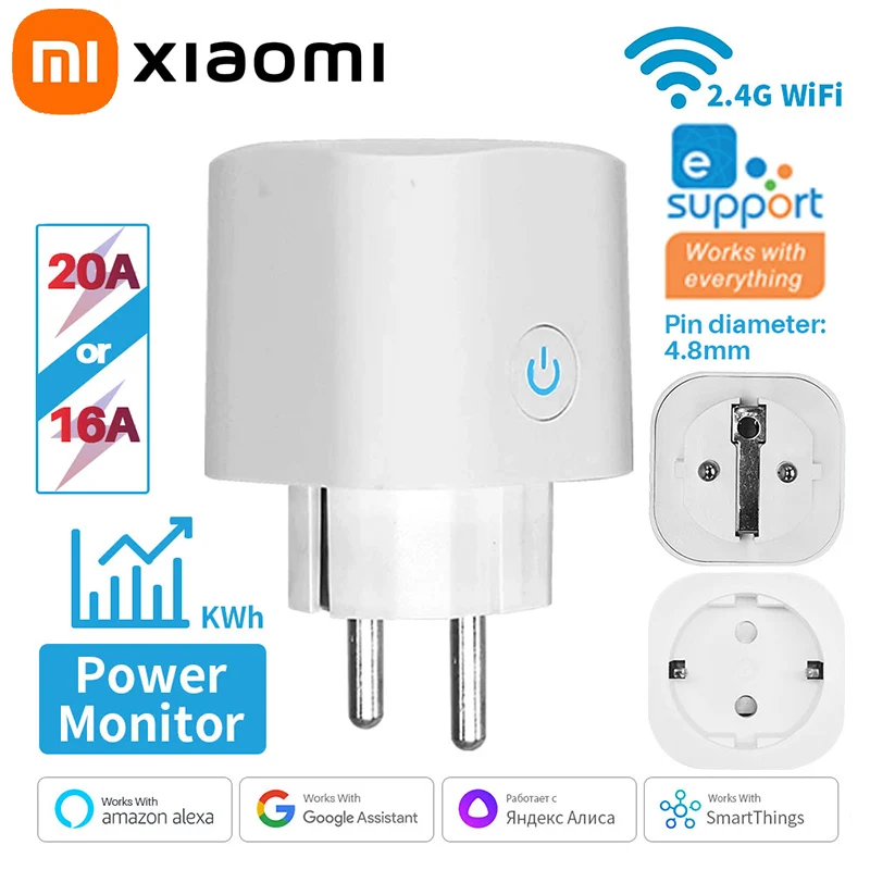

Xiaomi 16A,20A Smart Plug WiFi Socket EU Power Monitoring Timing Function Works With Alexa, Google Home, Alice, SmartThimgs