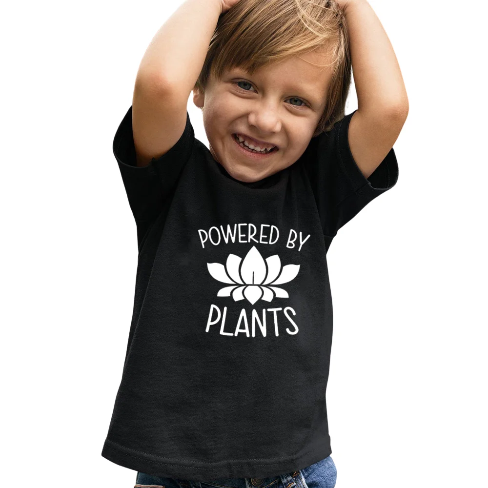 Powered By Plants Vegan Organic Kids T-Shirt Sustainable approved Childrens Fashion T-Shirt toddler t shirt kids clothing