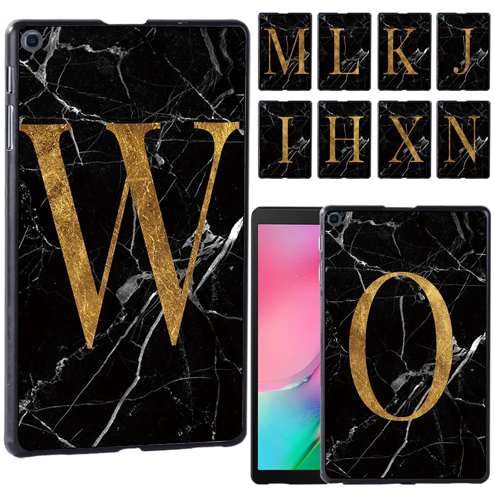 

Tablet Case for Samsung Galaxy A7 Lite T220 8.7" Tab S4 S6 S5e S6 Lite S7 A 8.0 A7 10.4 T500 Cover with Black Marble 26 Letters