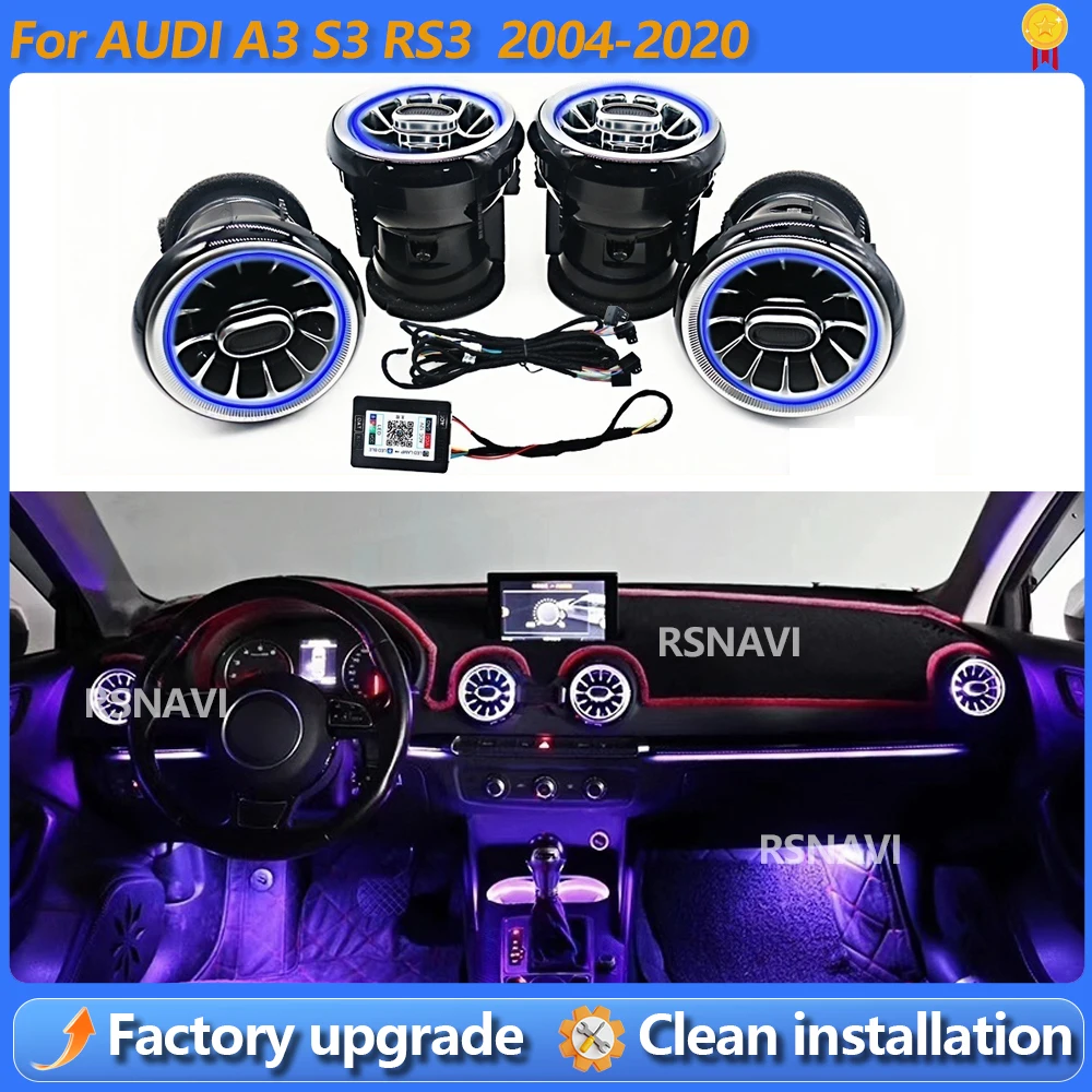 Фото 256-цветные светодиодные воздуховоды для Audi A3 S3 RS3 8V 8Y 8P 2004-2020, подсветка приборной панели, насадки для кондиционера, тюнинг №1